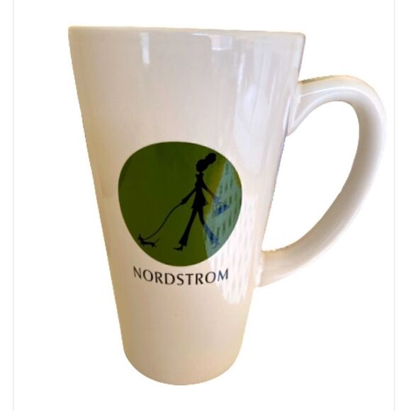 Nordstrom Rare White Coffee Cup Girl With Dog Mug 16oz - Picture 1 of 8